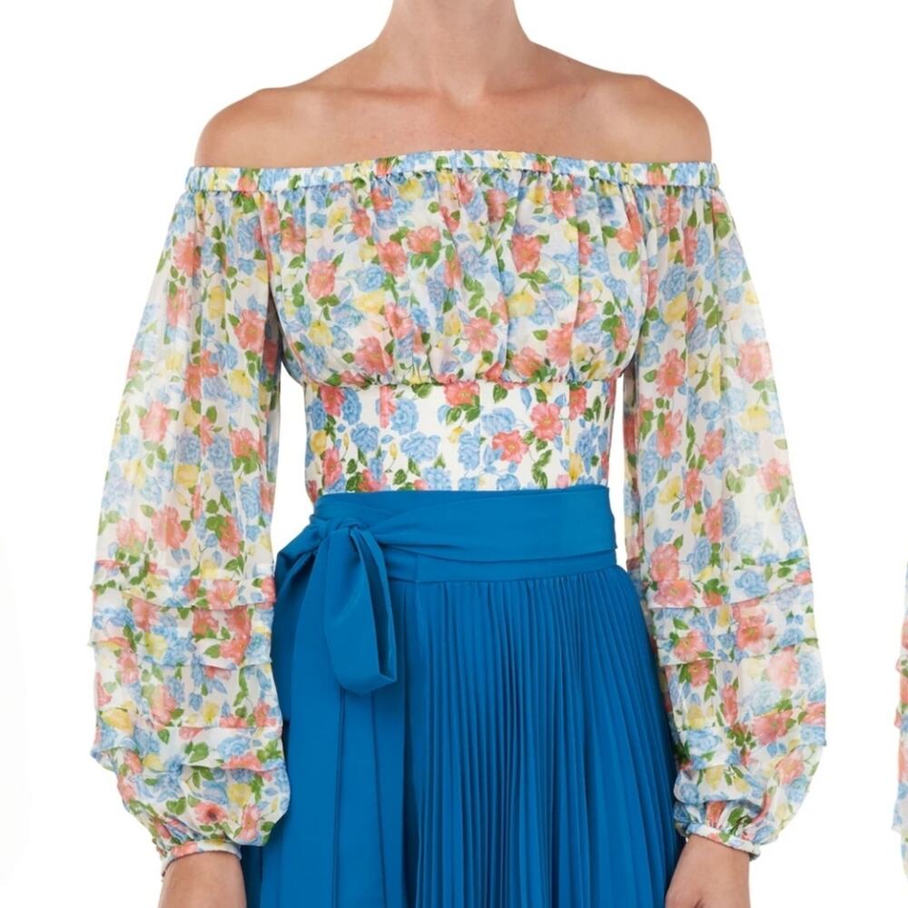 Amur "Alora" Floral Off-Shoulder Balloon Sleeve Cropped Blouse (6)